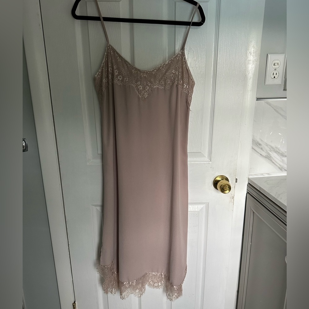 Grade & Gather Slip Dress with Lace Detail.